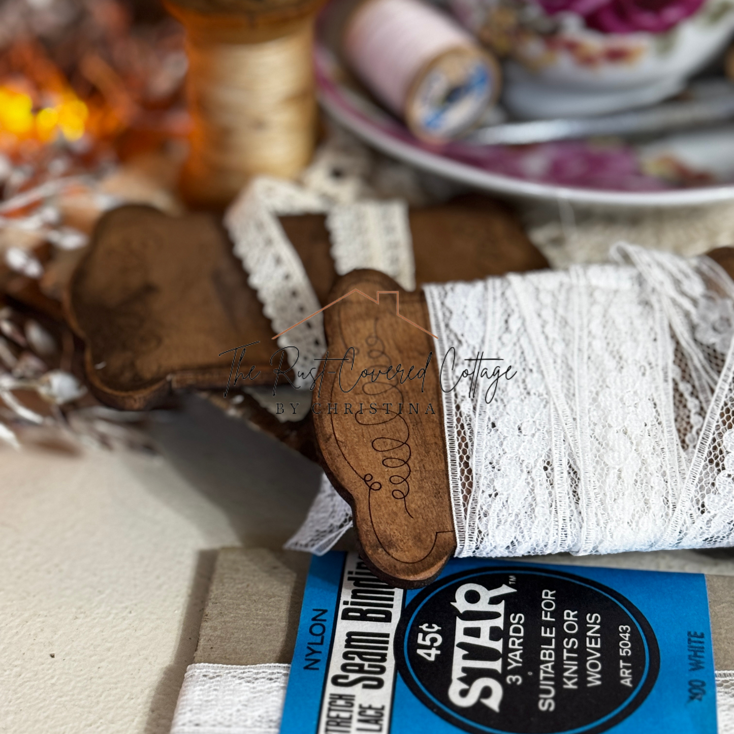 Laser Cut Ribbon & Twine Spool Holders – Set of 6
