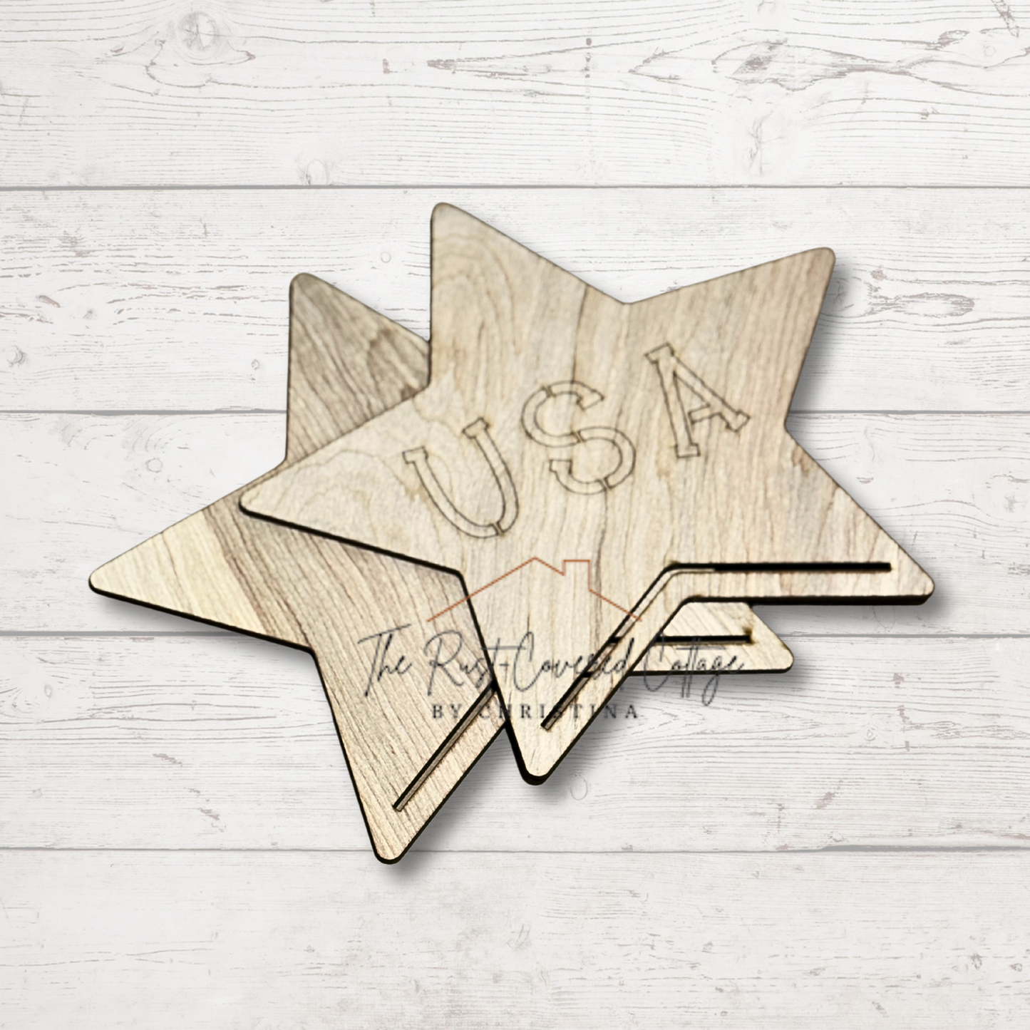 USA Star Rag Hanger – Laser Cut 1/4" Birch DIY Kit, 10" x 10.5