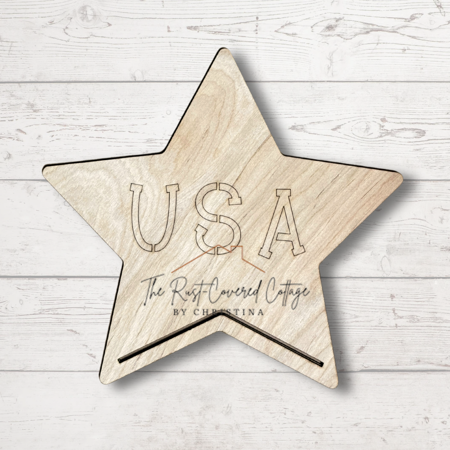 USA Star Rag Hanger – Laser Cut 1/4" Birch DIY Kit, 10" x 10.5