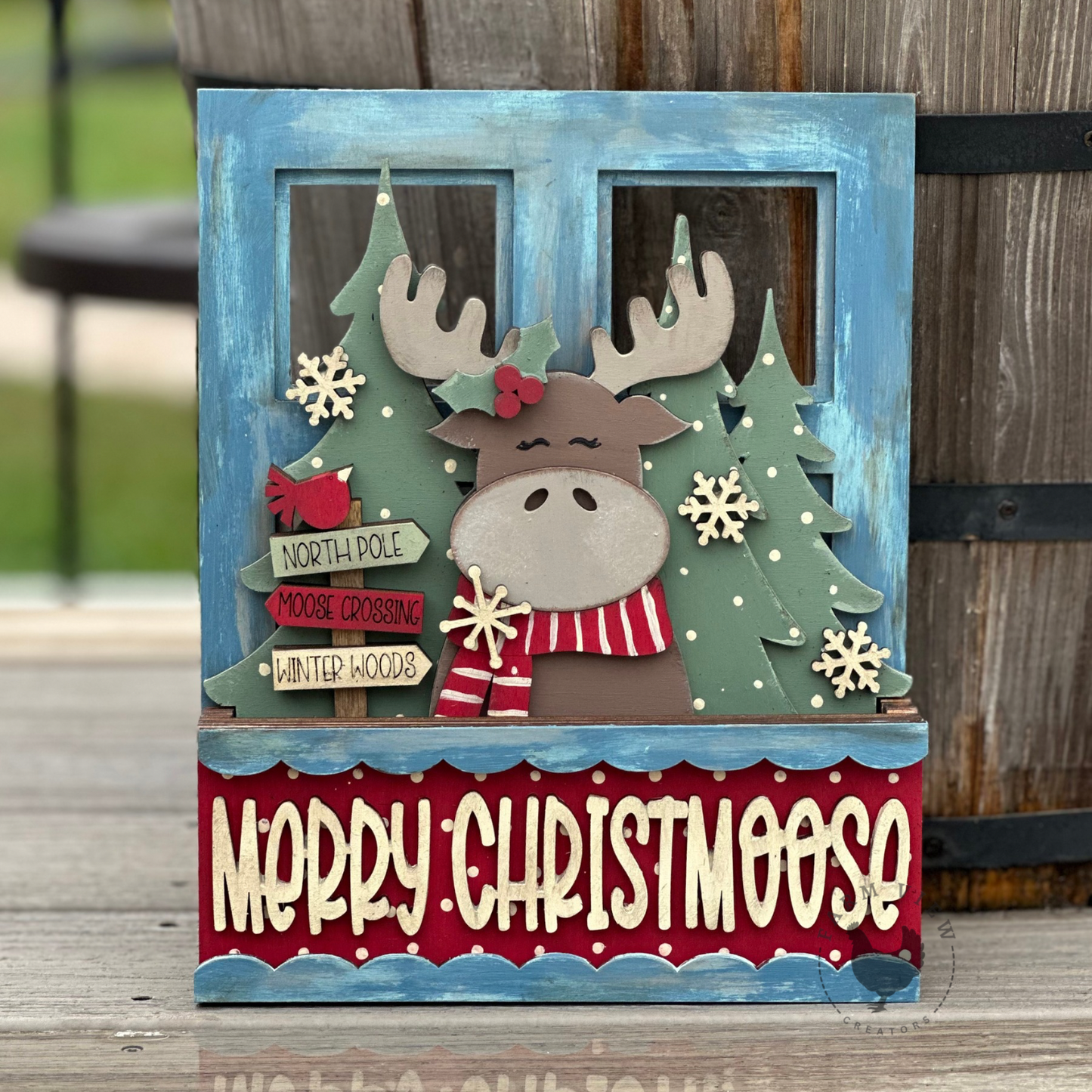 Merry Christmoose Window Box Insert | Unfinished DIY Christmas Wood Kit