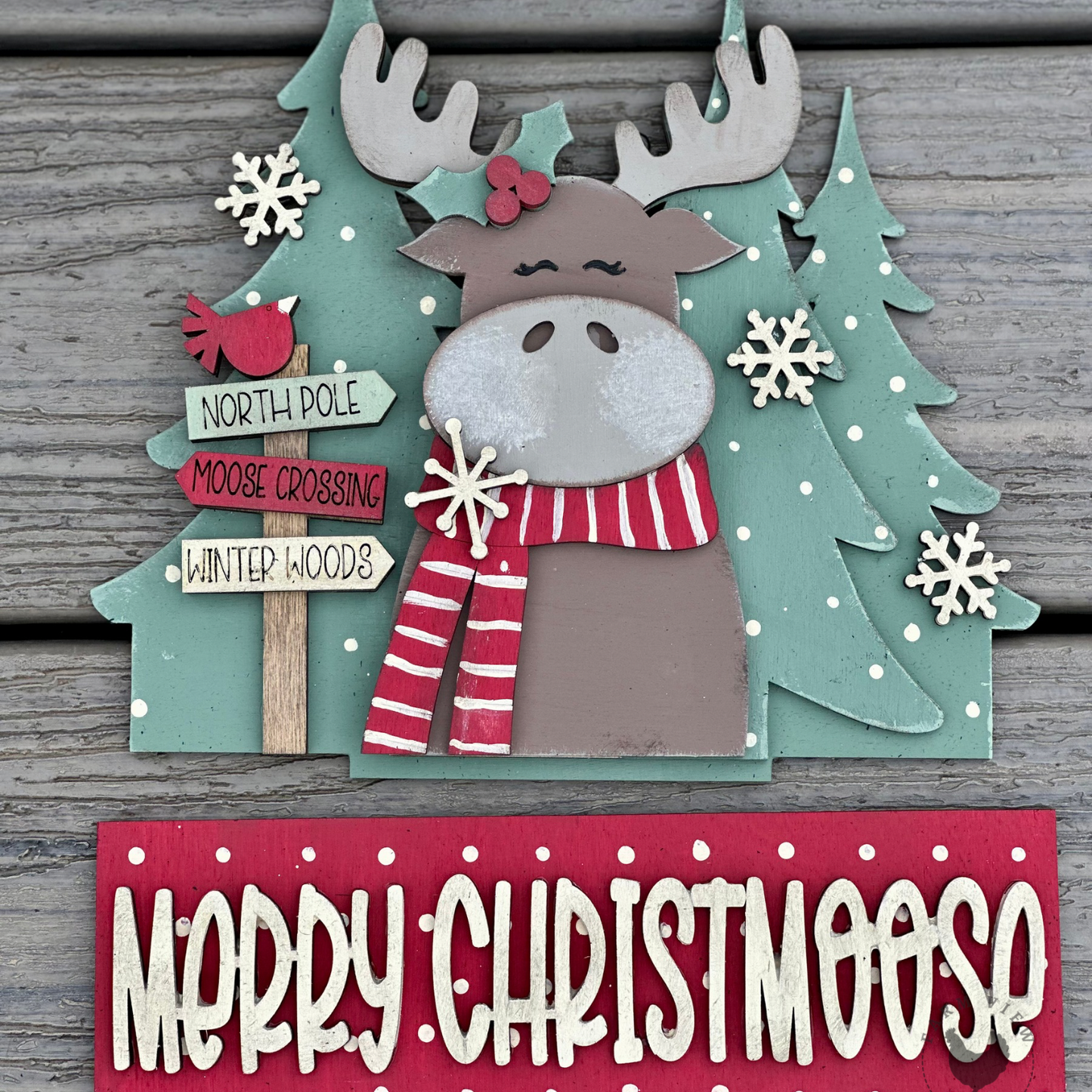 Merry Christmoose Window Box Insert | Unfinished DIY Christmas Wood Kit