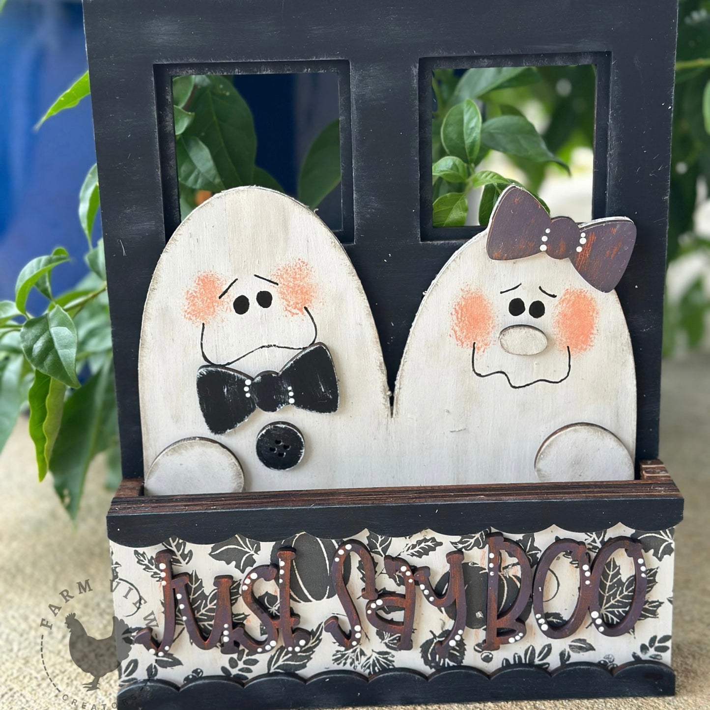 Just Say Boo Window Box Insert | DIY Halloween Ghost Wood Kit – 1/4" Birch