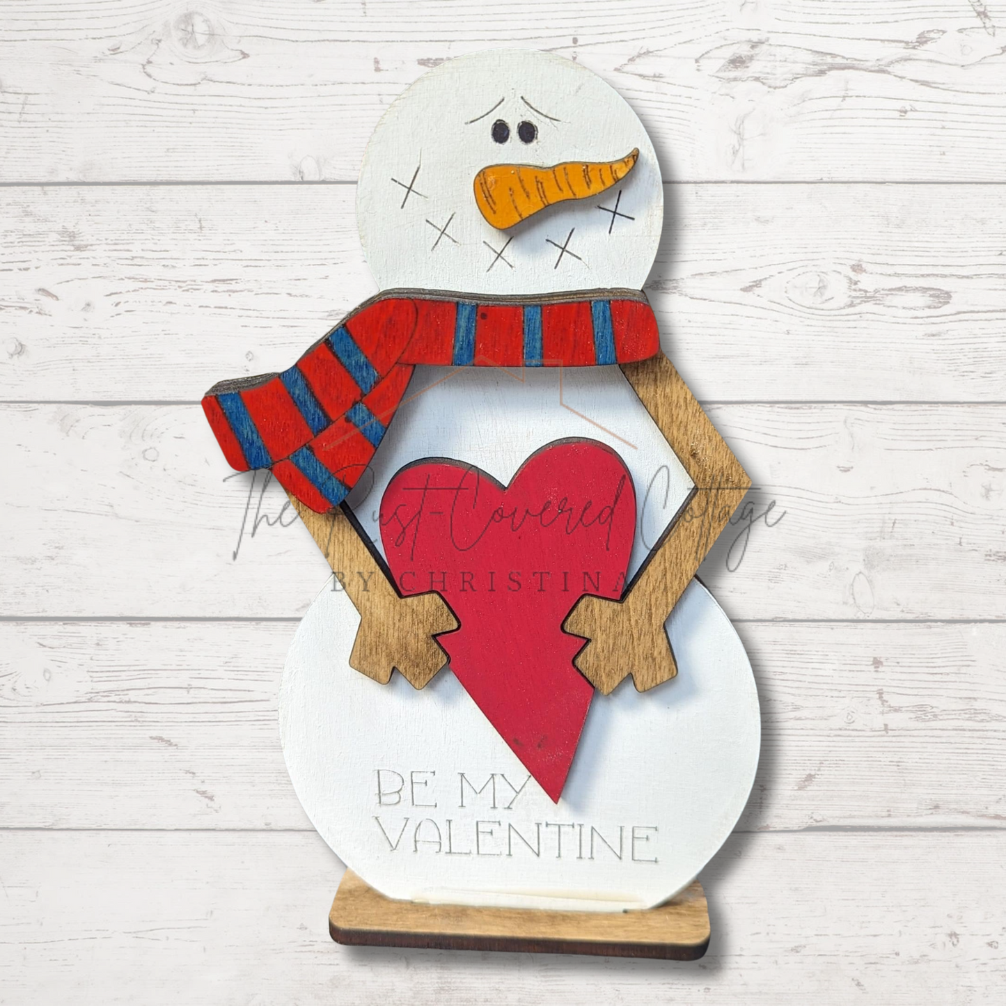 Be My Valentine Snowman | DIY Wood Kit – Laser Cut Birch, 7” Tall