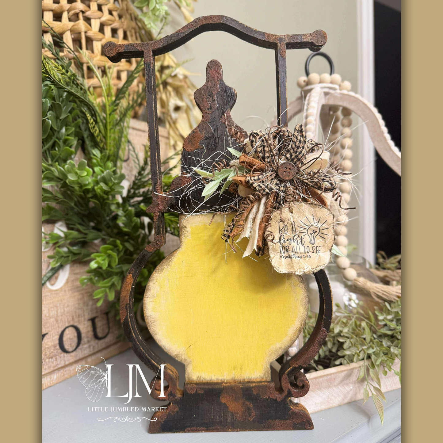 Vintage Lantern DIY Wood Kit | Laser Cut 1/4" Birch | Unfinished 15" Standing Lantern