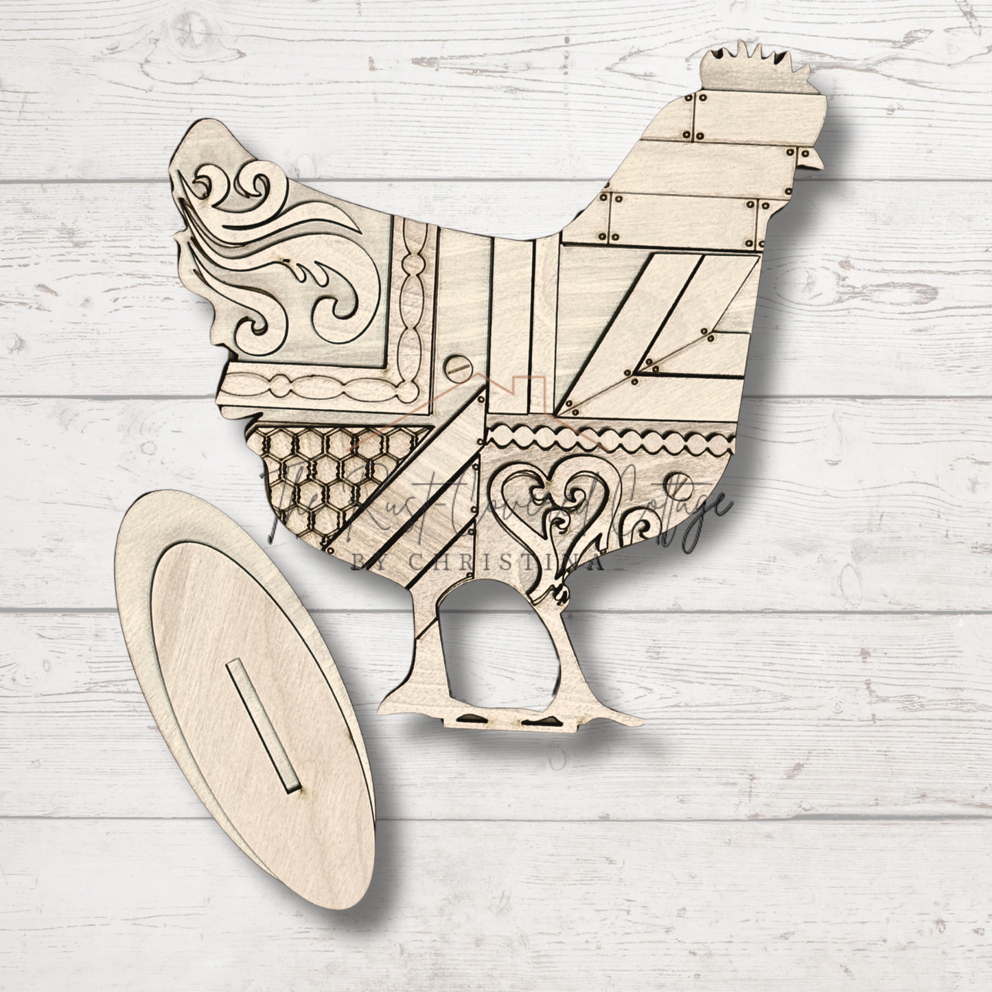 Vintage Rustic Chicken – DIY Laser Cut Wood Kit