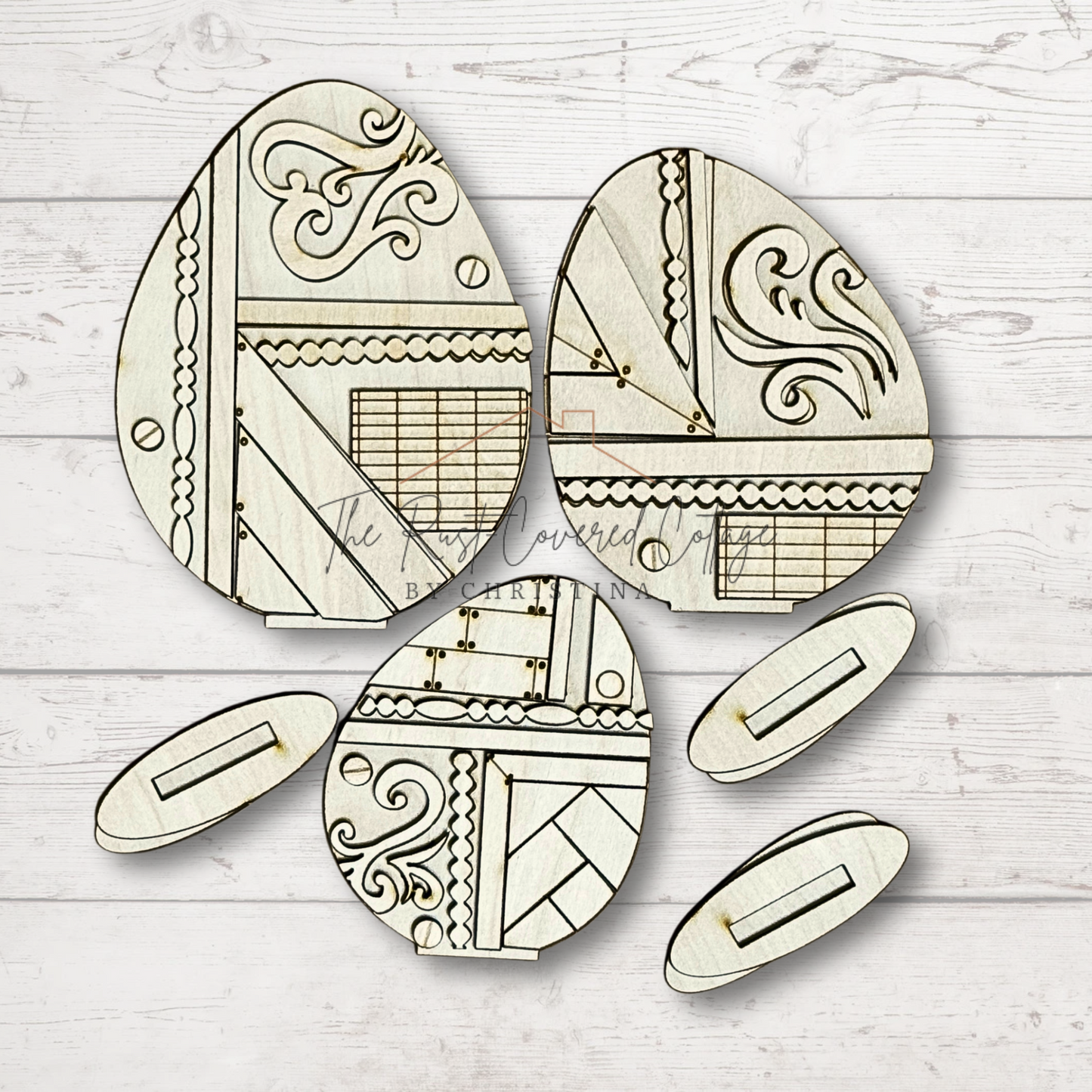 Vintage Rustic Egg Trio | DIY Unfinished Wood Kit