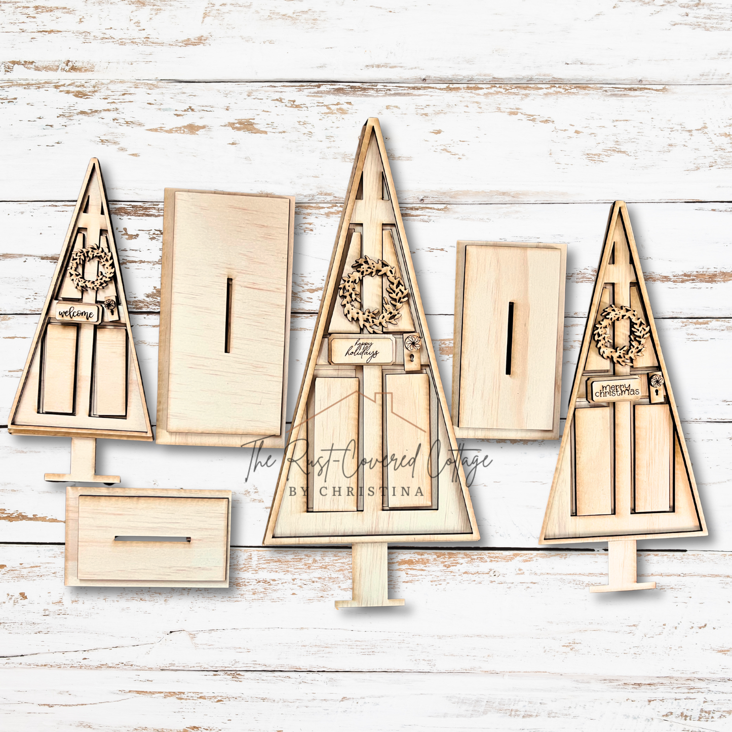 Door Trees DIY Wood Kit | Rustic Christmas Decor Set of 3