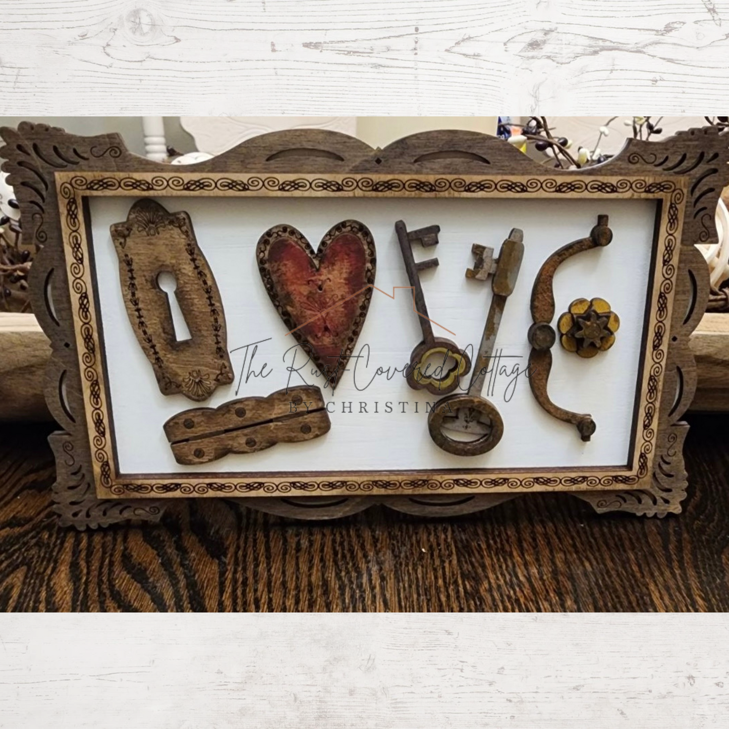 Vintage Love DIY Wood Kit | 10.75” x 6.25”, Laser Cut Birch with Layered Details