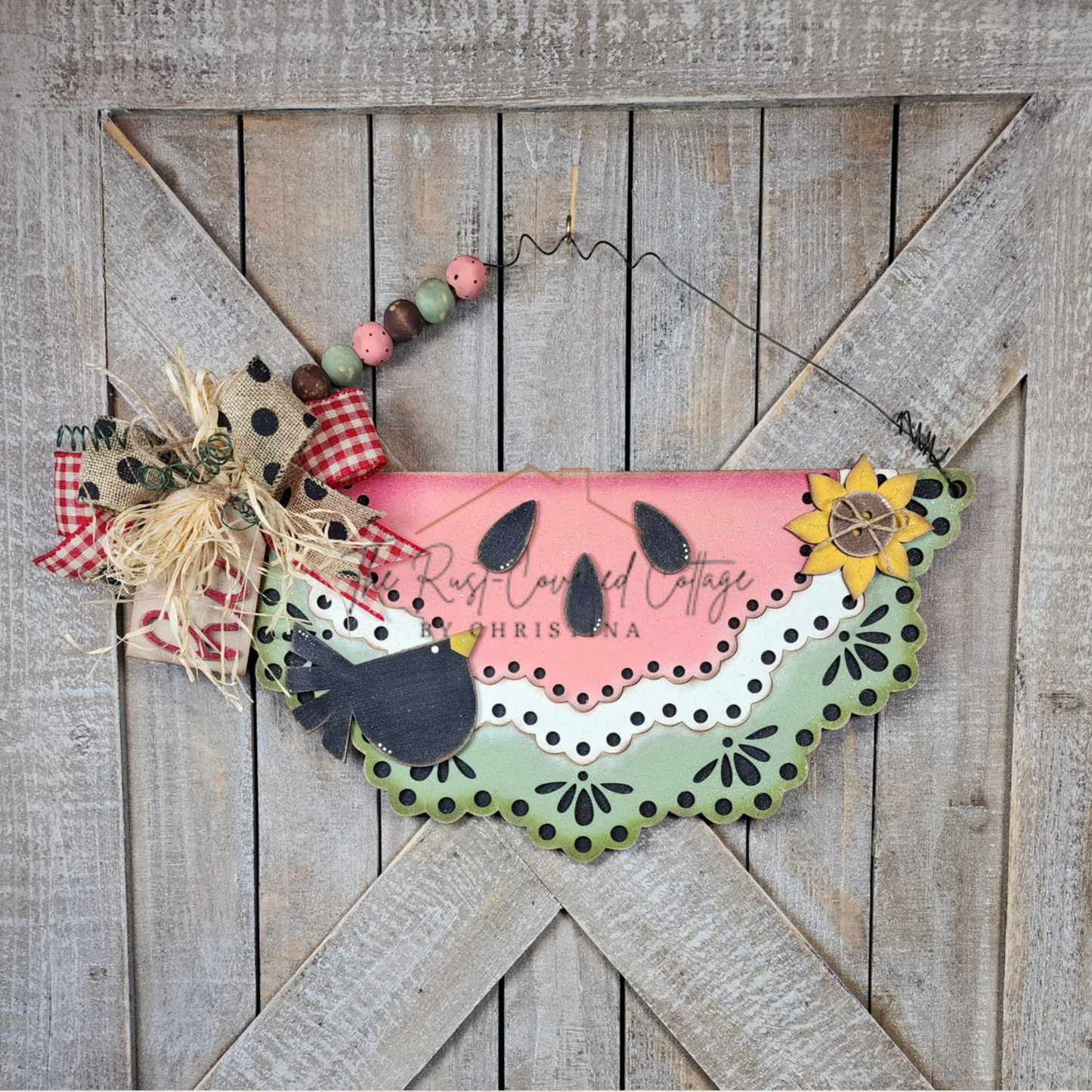 Watermelon Slice Sign DIY Wood Kit – Summer Door or Wall Hanger | 1/4” Laser Cut Birch (Approx. 6" x 11")