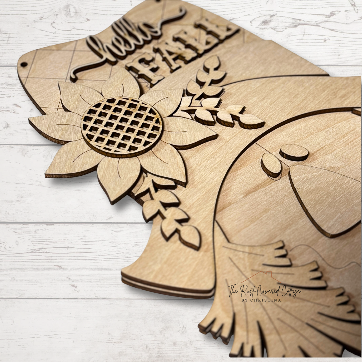Hello Fall Scarecrow Hanger | Laser Cut DIY Wood Kit – 16" x 11"