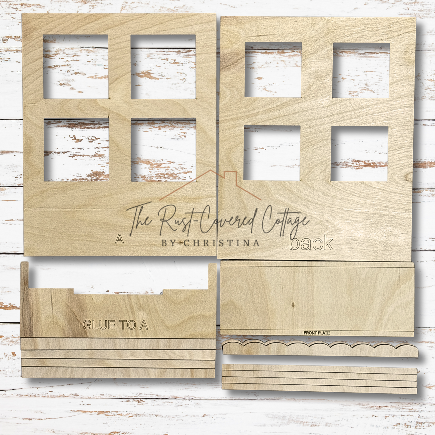 Window Box Interchangeable Base | DIY Wood Kit | Laser Cut 1/4" Birch | 9" x 11.25"
