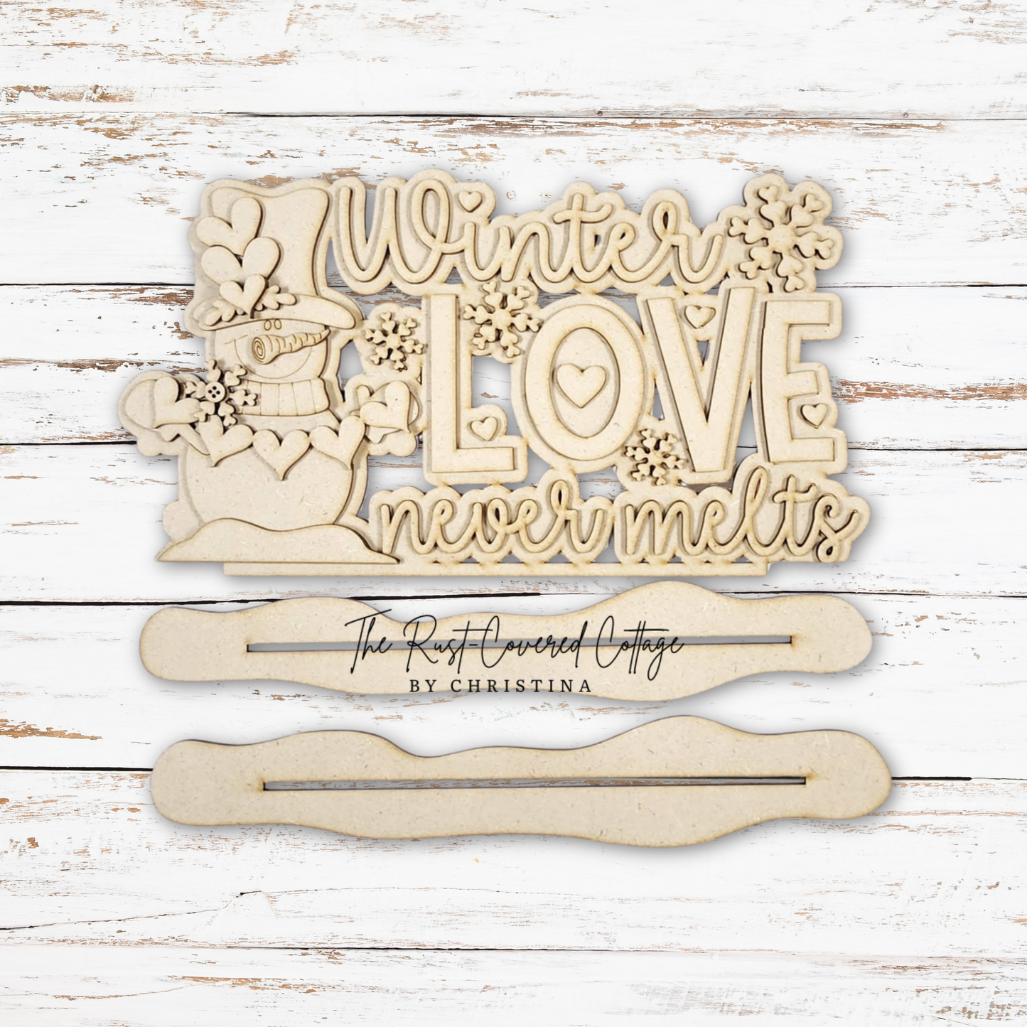 Winter Love Word Art | Layered Valentine Snowman Decor | DIY Wood Kit