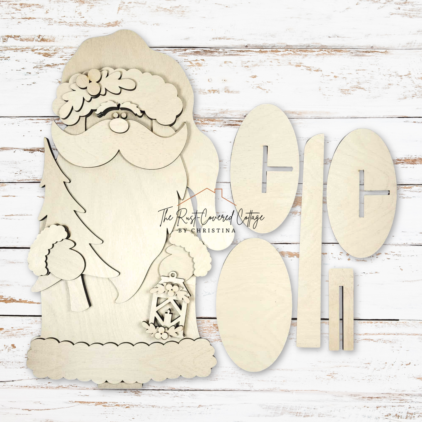 Woodland Santa Shelf Sitter | DIY Christmas Wood Kit | Laser Cut