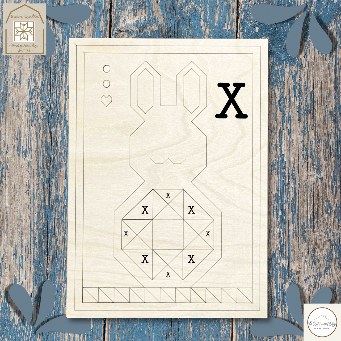 Spring Bunny with Patchwork – Barn Quilt DIY Wood Kit