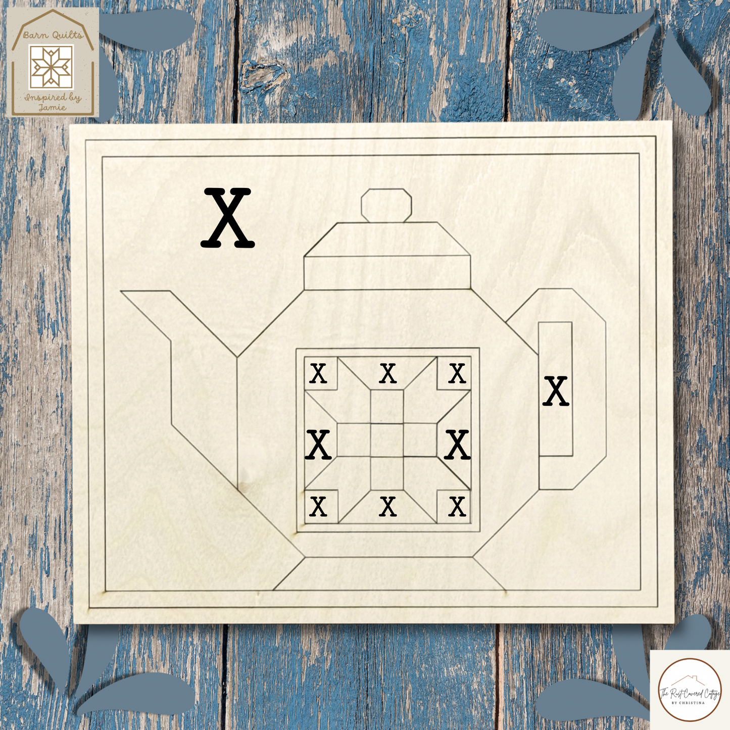 Spring Teapot- Barn Quilt DIY Wood Kit