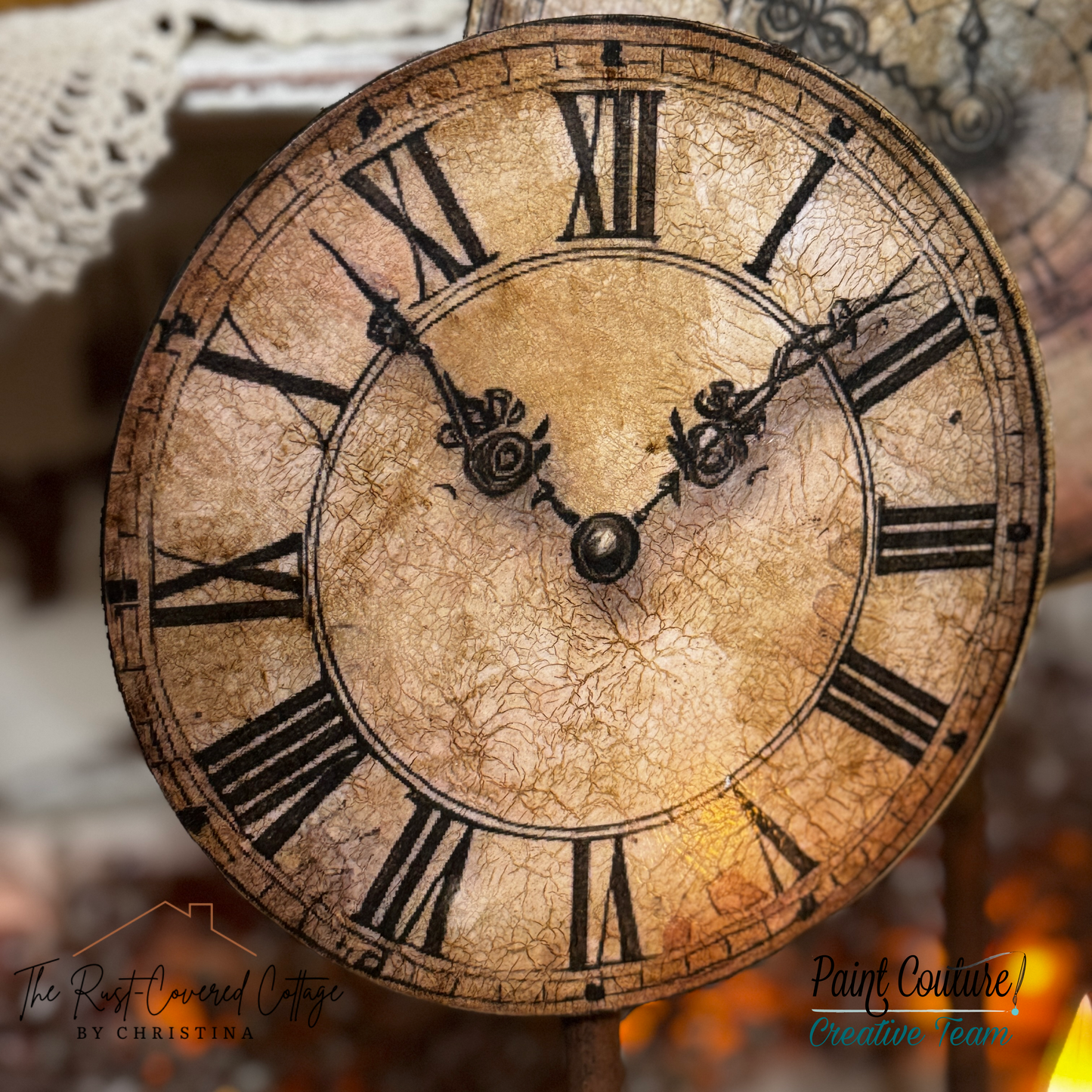 Vintage Clock Faces Trio – DIY Birch Wood Kit with Stands & Digital Prints