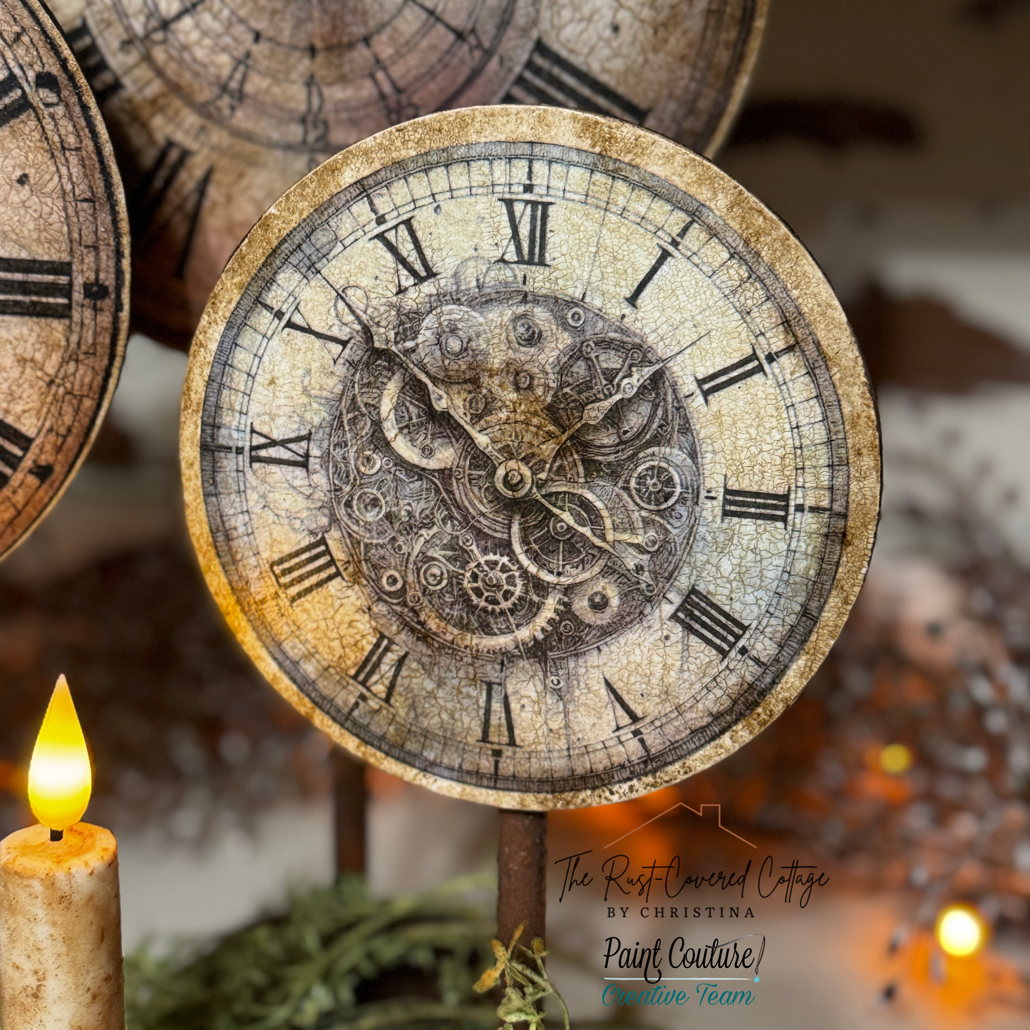 Vintage Clock Face Trio with Stands – Digital Download Included
