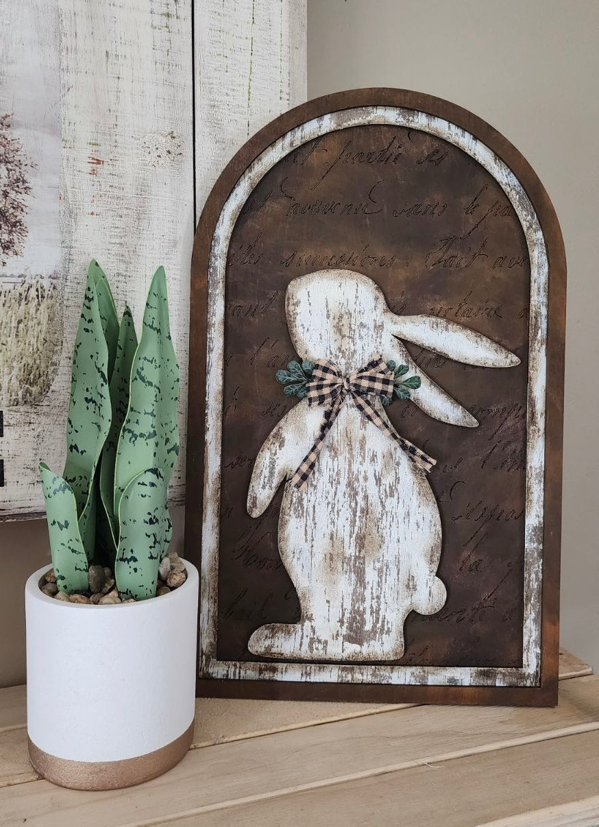 Vintage Bunny with Arched Frame | DIY Wood Kit | Multi-Layer Design, 4 Sizes Available