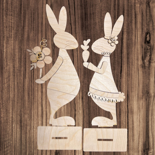 Spring Bunny Couple shelf sitter