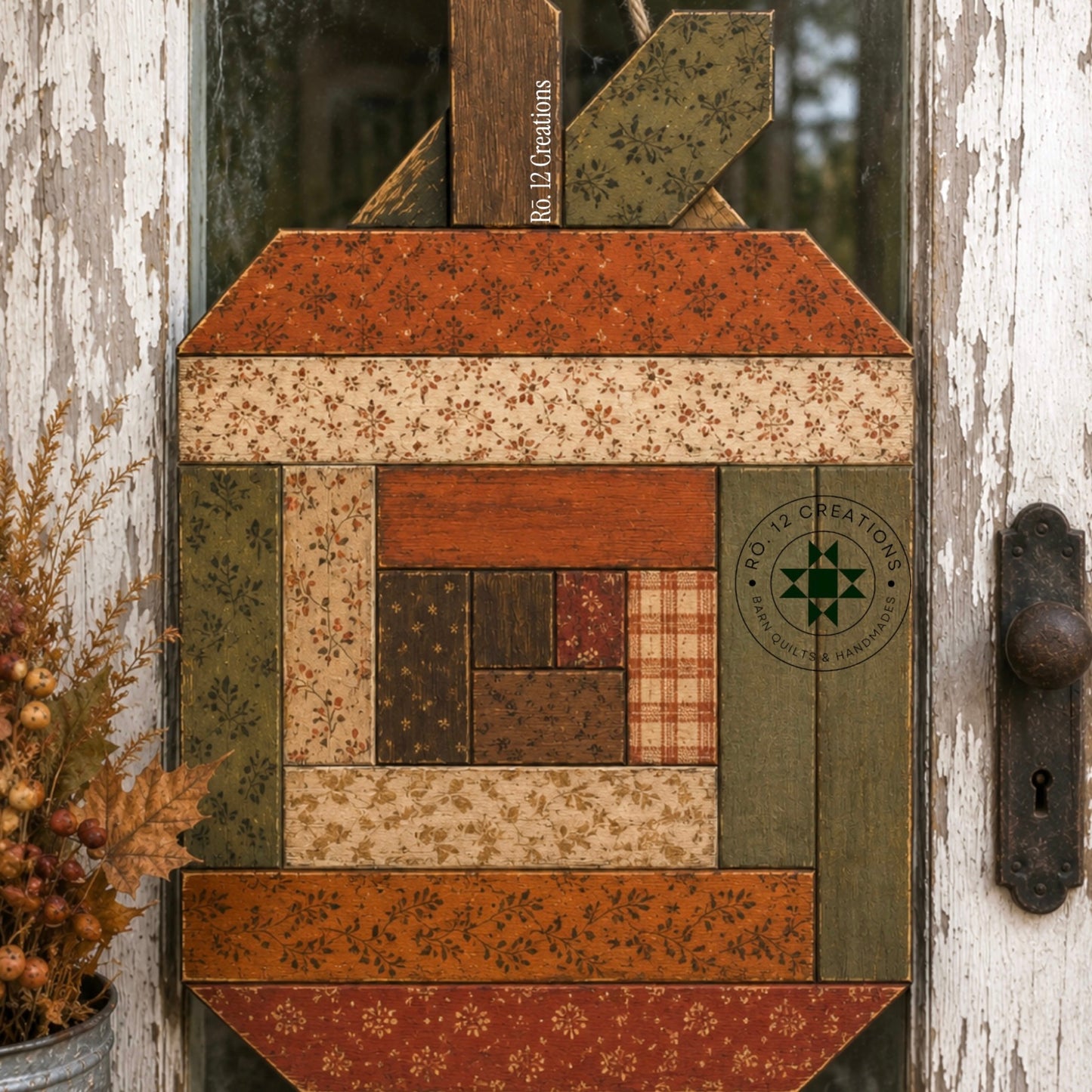 Log Cabin Pumpkin Quilt Block