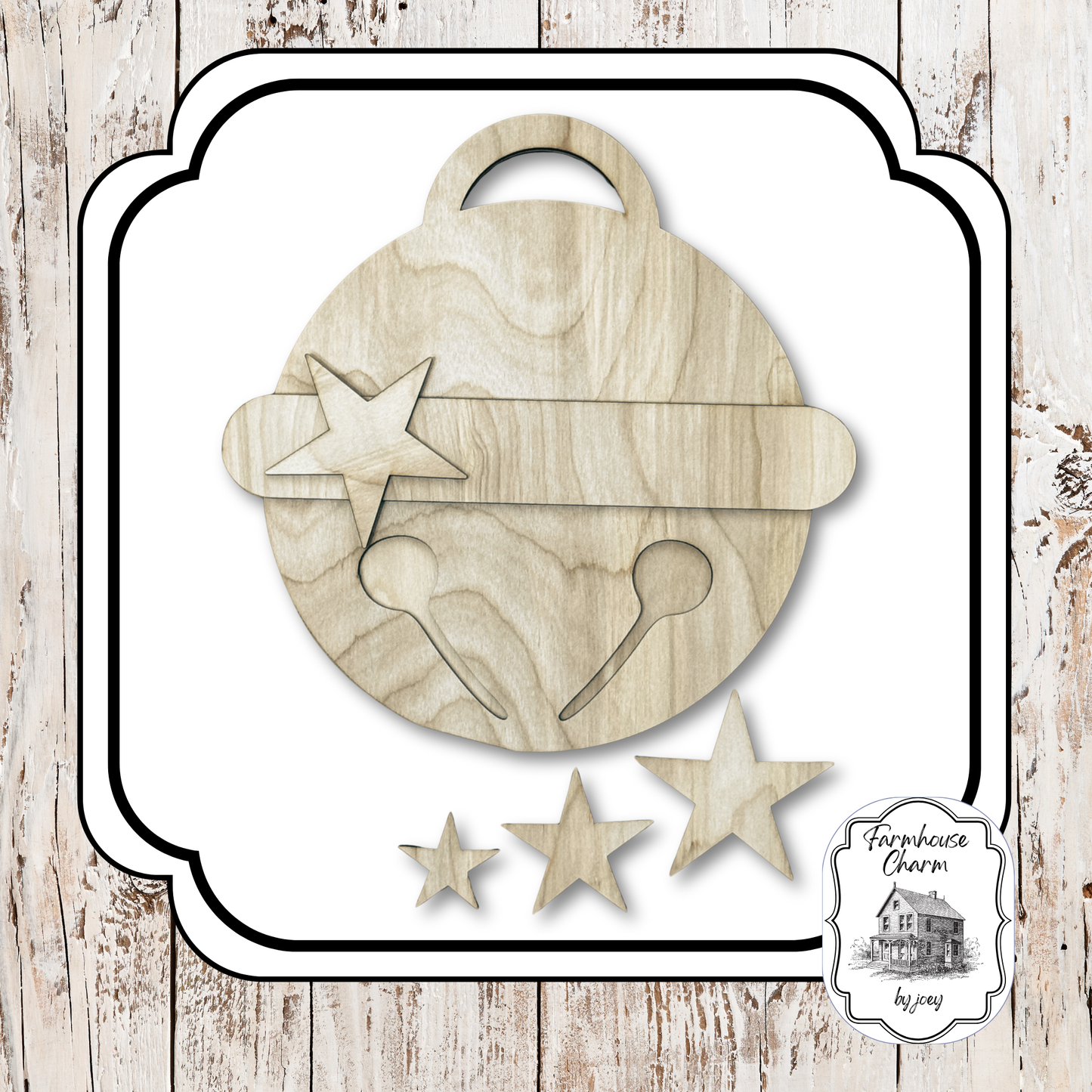Jingle Bell Wall Décor / Door Hanger DIY Wood Kit – Available in 10.5” & 15” | Laser Cut Birch
