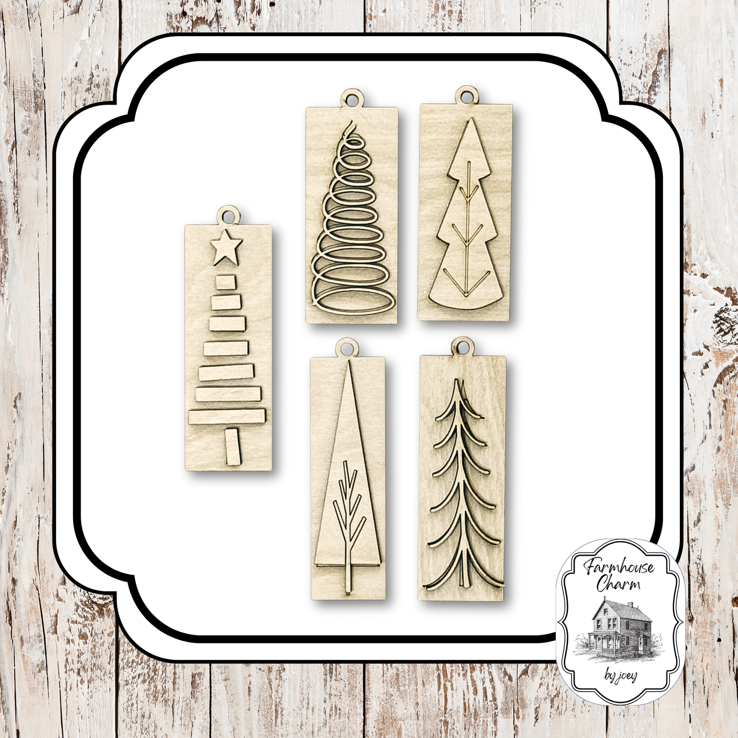 Rustic Christmas Tree Tags DIY Wood Kit – Set of 5 | 1/4" Birch | 3.5"–4.25"