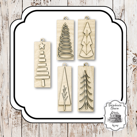Rustic Christmas Tree Tags DIY Wood Kit – Set of 5 | 1/4" Birch | 3.5"–4.25"