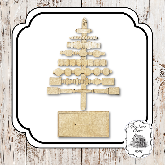 Spindle Christmas Tree Shelf Sitter | Farmhouse Holiday Decor