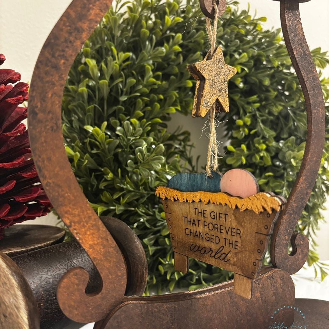 Lantern with Hanging Ornament | 13” Laser Cut Birch DIY Wood Kit