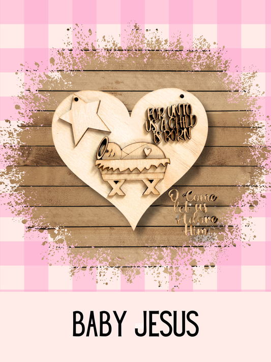 Baby Jesus Nativity Heart Ornament| DIY Laser Cut Ornament