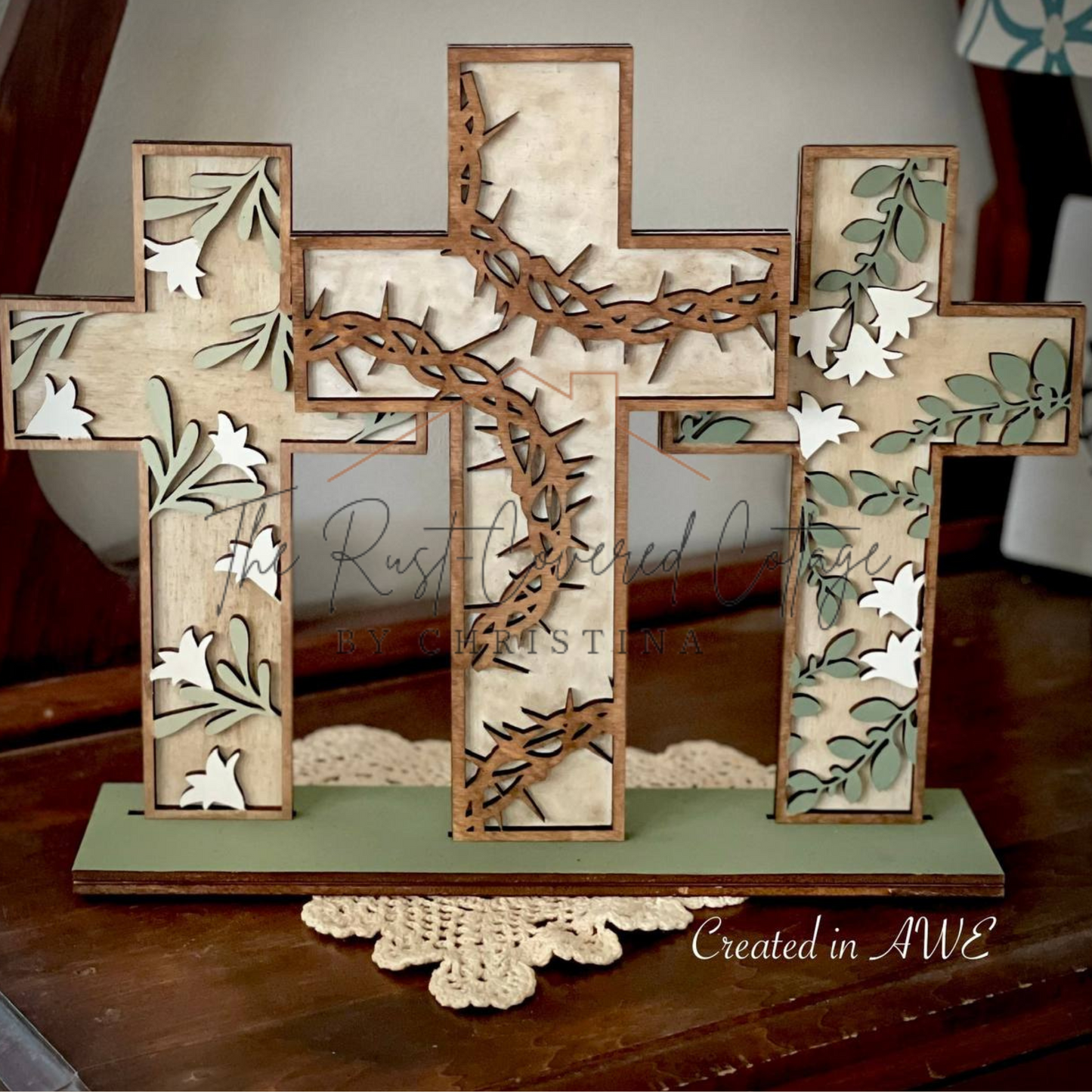 DIY 3 Crosses Wood Kit | Double-Layered, Laser Cut Birch