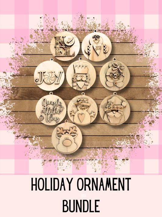 Holiday Ornament Bundle| Laser Cut| DIY Ornament