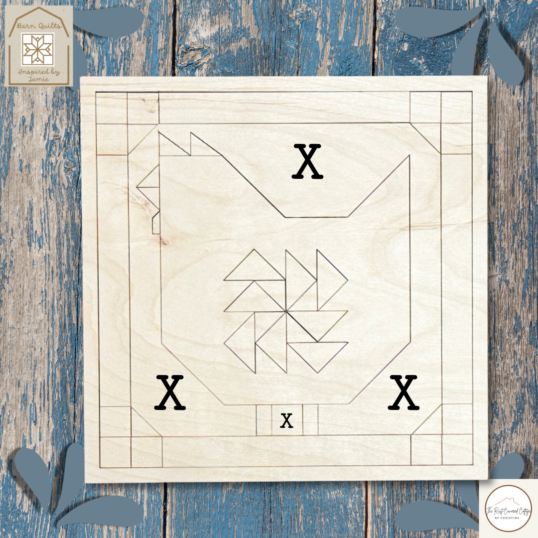 Barnyard Chicken Quilt Block- Barn Quilt DIY Wood Kit