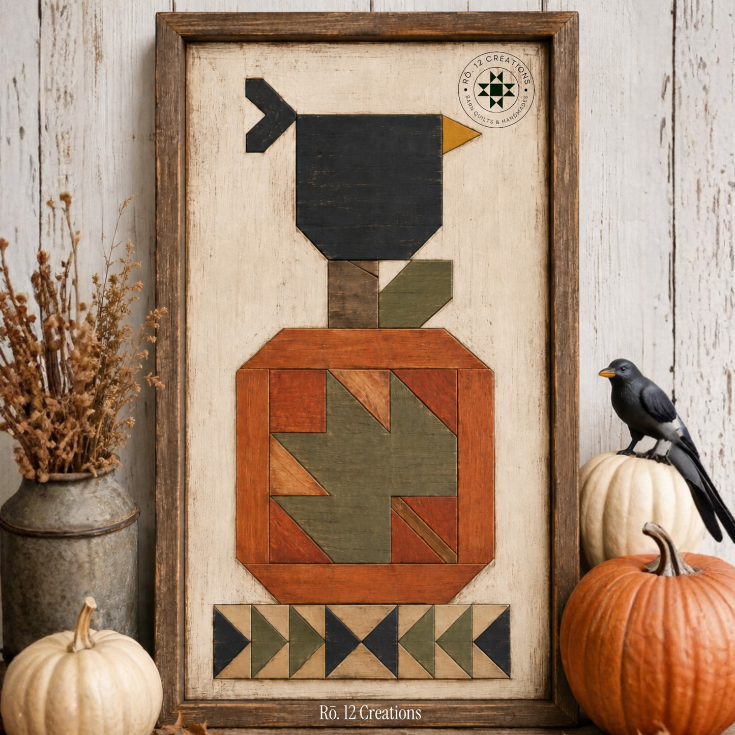 Crow & Pumpkin Quilt Block