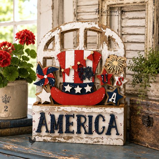 America Insert – Interchangeable Window Box – DIY Wood Kit