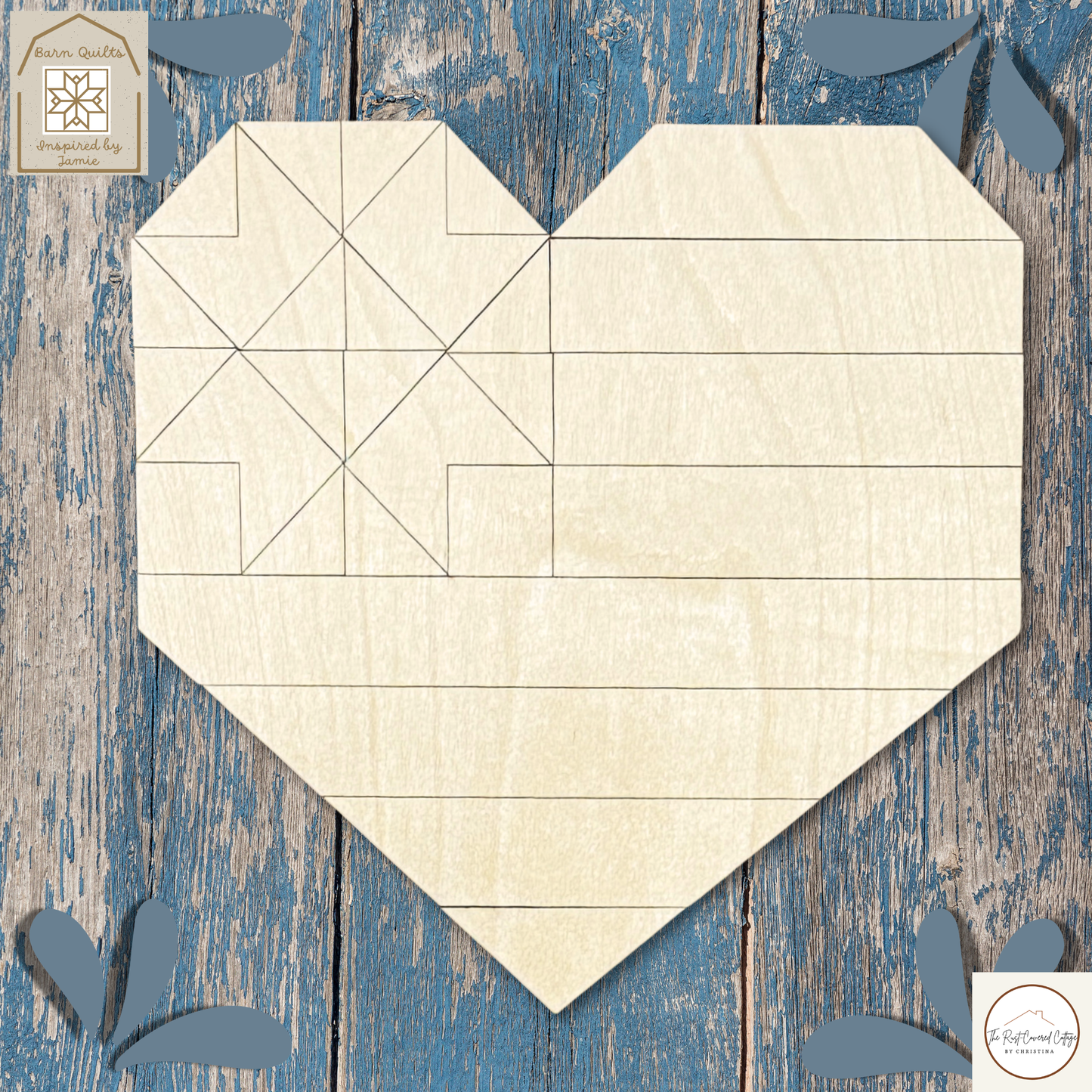 Americana Heart Quilt Block- Barn Quilt DIY Wood Kit