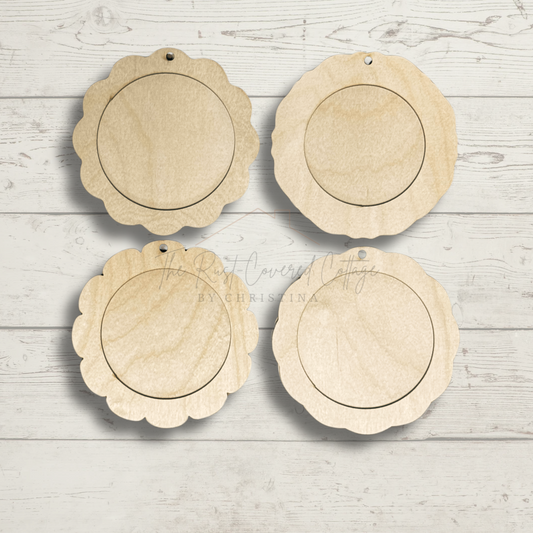 Antique Layered Ornaments DIY Wood Kit | Laser Cut Birch (4.5" x 4.5") with 3" Cut-Out Center