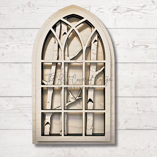 Arched Cardinal Window Décor | DIY | Wood Kit