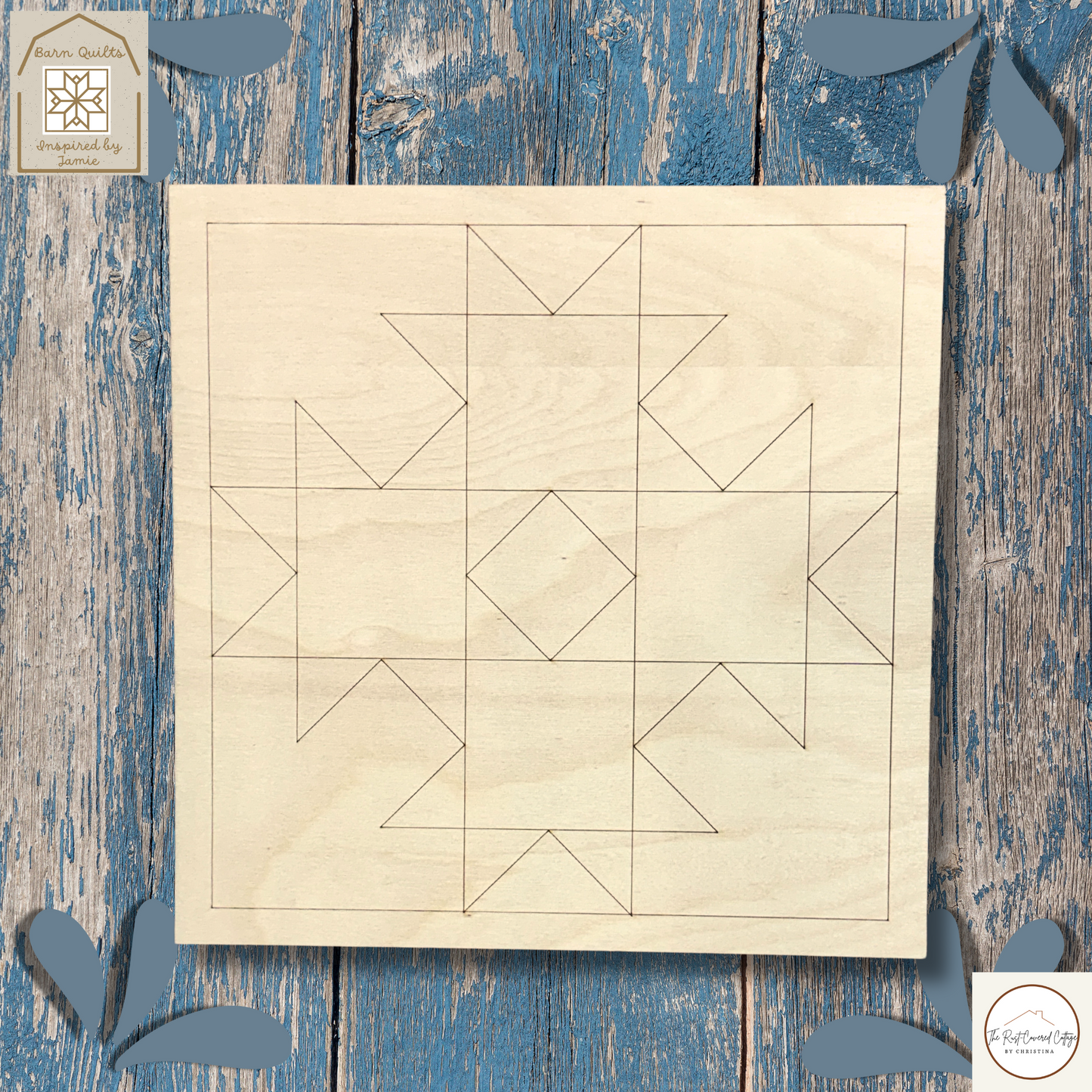 Scored| Autumn Starburst Flowers Quilt Block| Fall