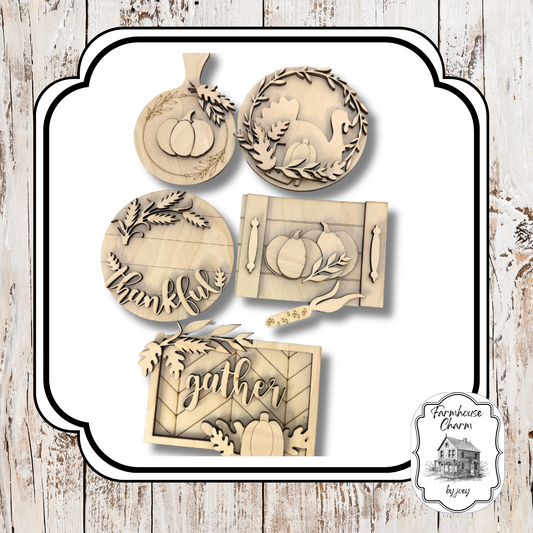 Autumn Tray Set| DIY Laser Cut Wood Kit| Fall Farmhouse Decor