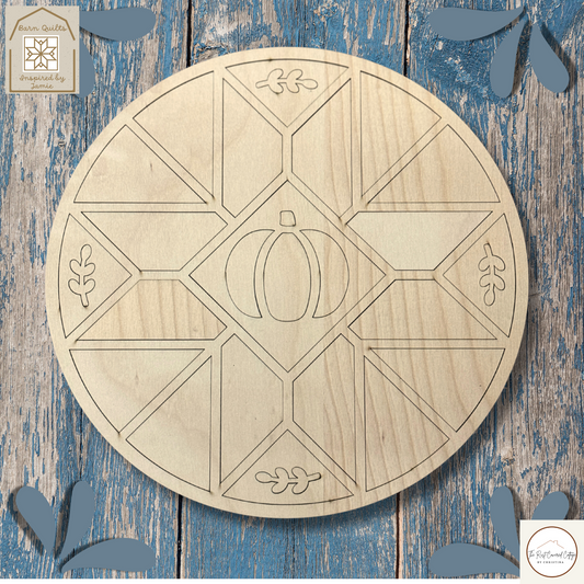 Autumn Barn Quilt Round| Laser Cut Wood Kit| Fall