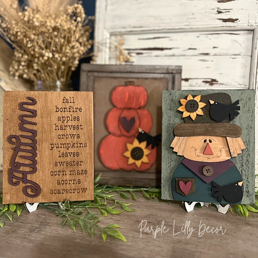Autumn Scarecrow Sign Trio