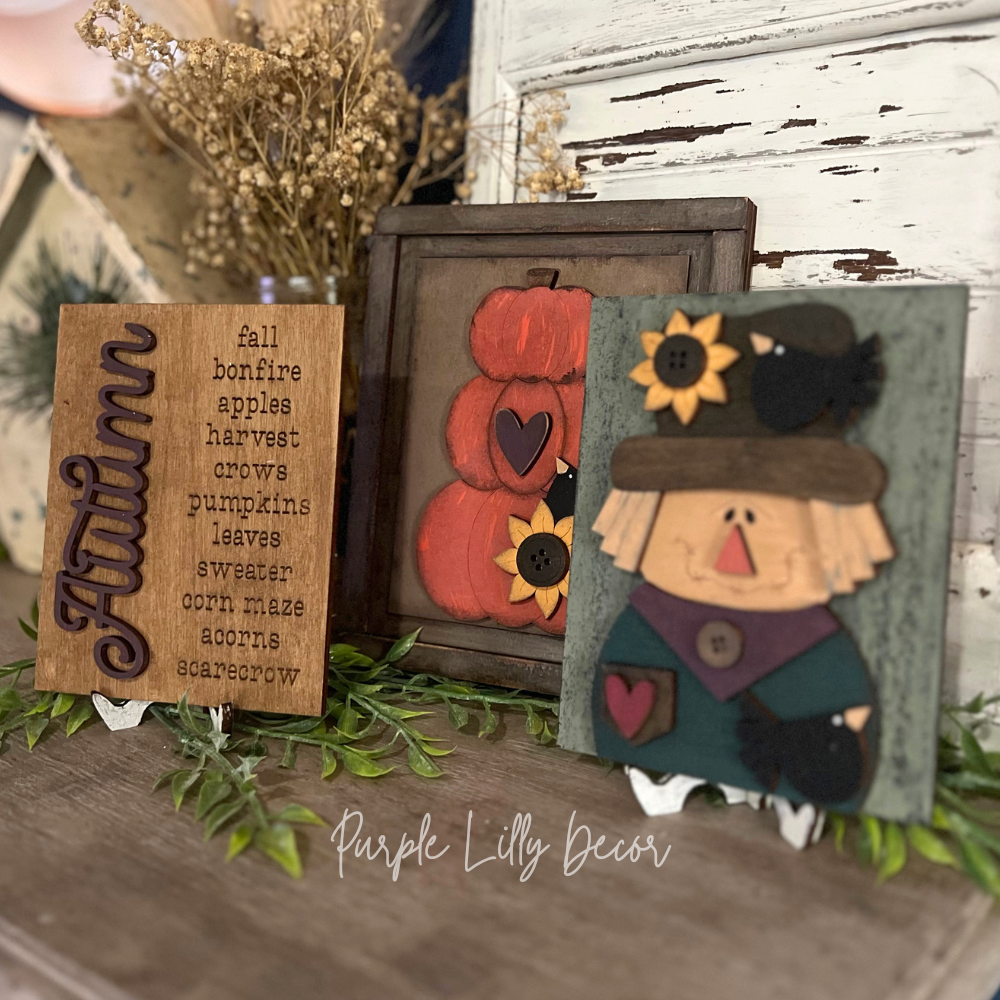 Autumn Scarecrow Sign Trio