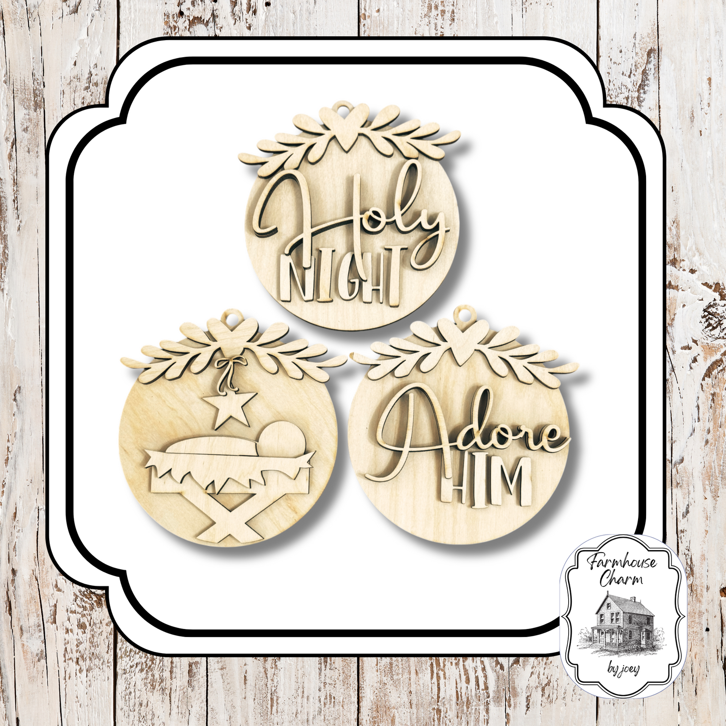 Nativity Blessings: Baby Jesus Ornament Set | Laser Cut | DIY