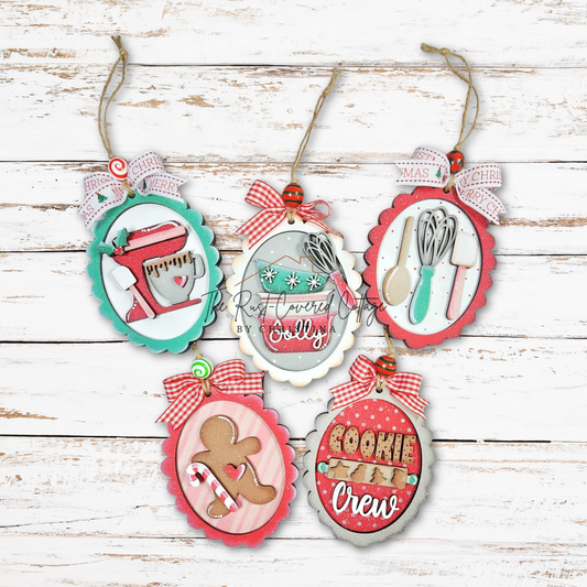 Baking Christmas Ornaments | DIY Holiday Wood Kit | Gingerbread & Kitchen Decor (Set of 5)