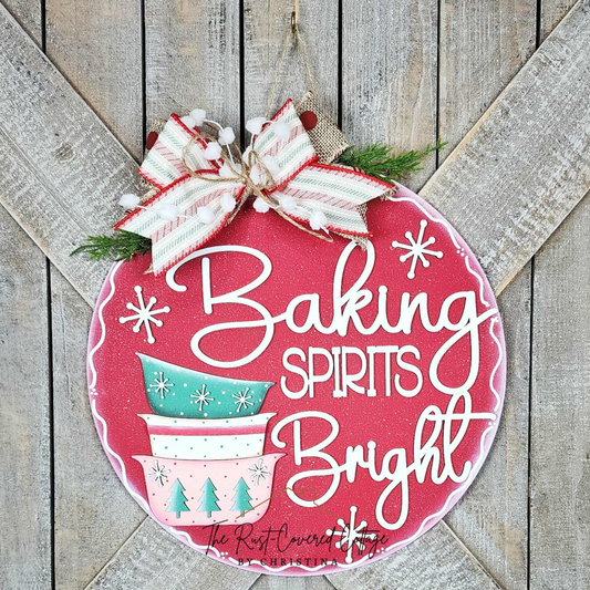 Baking Spirits Bright Door Hanger | DIY Christmas Wood Kit | 10.5" & 15" Sizes