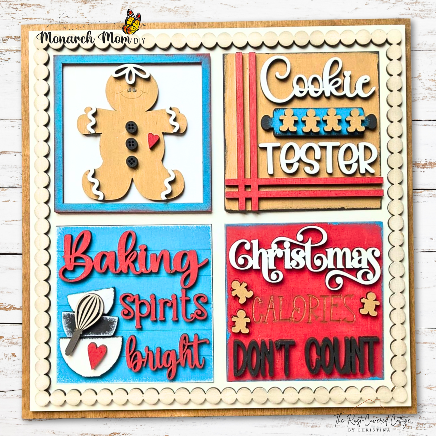 Baking Spirits Bright Mini Interchangeable Signs | Unfinished DIY Wood Set (4)