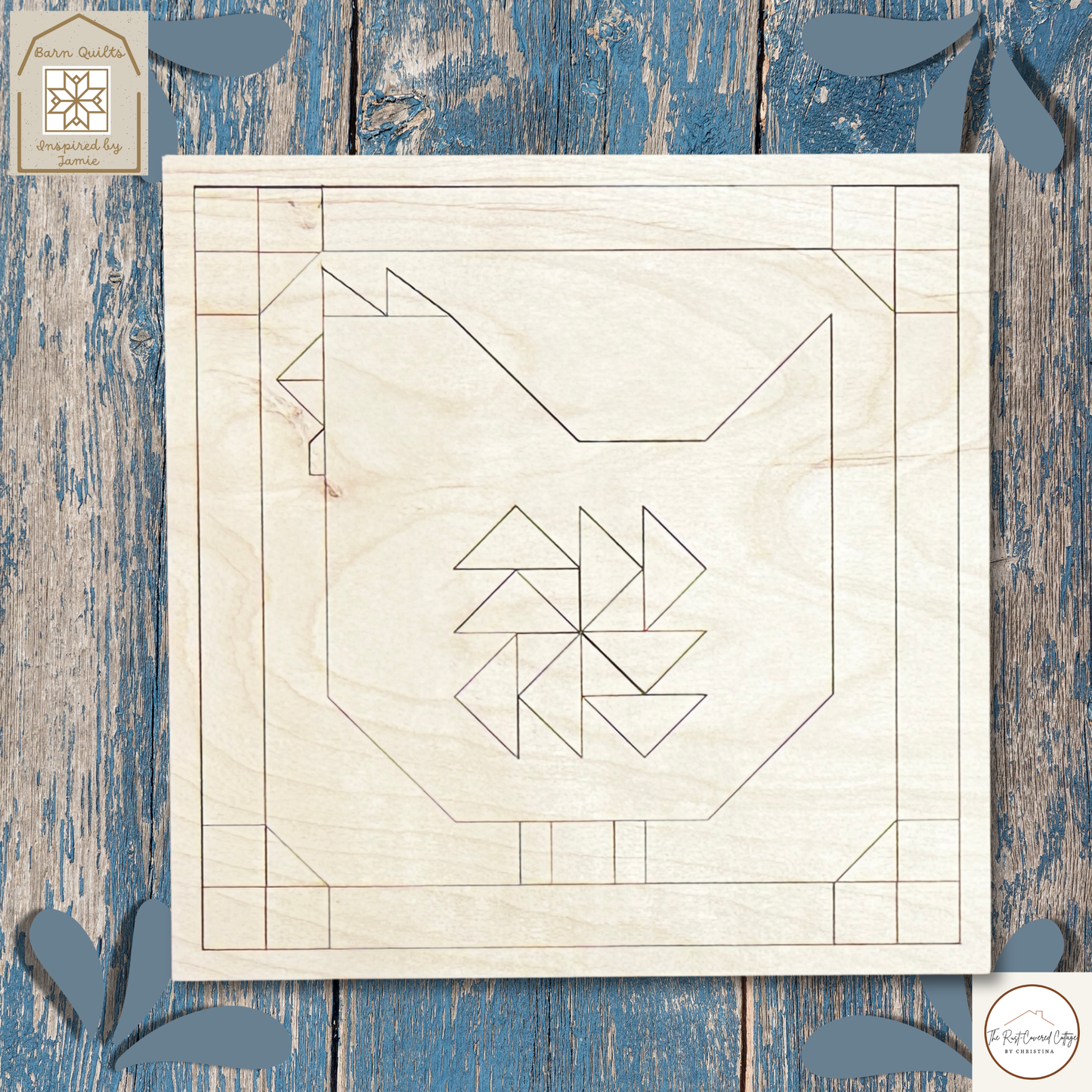 Barnyard Chicken Quilt Block- Barn Quilt DIY Wood Kit
