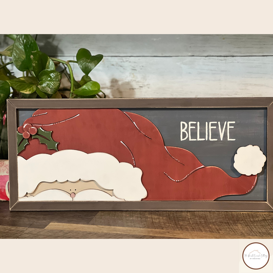 "Believe" Framed Santa Sign| DIY Kit | Laser Cut