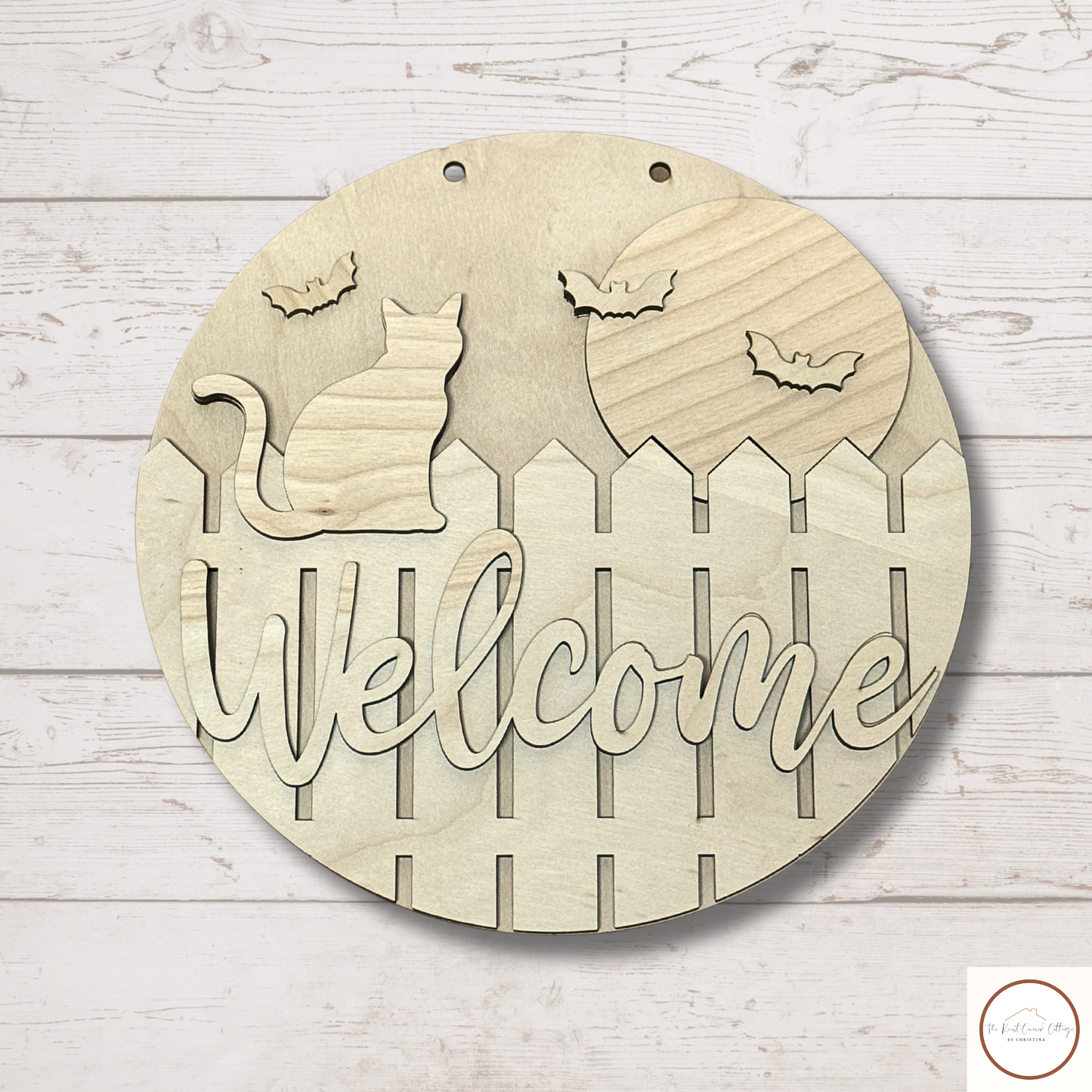 Black Cat Welcome Sign| Laser Cut| DIY Wood Kit